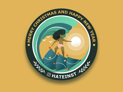 Greetings from Bali bali beach character christmas design happy icon illustration illustrator logo merry new ocean summer surfer tree vector year