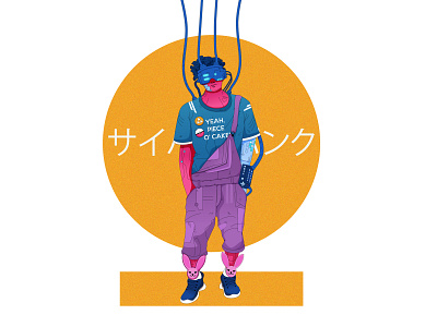 vr boy 2077 80s adobe illustrator android ar character cyber cyborg design future illustration illustrator illutration japanese man punk synthwave vector vr