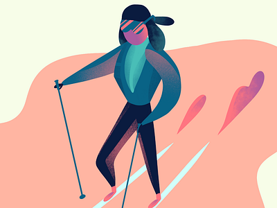 Skier character draw illustration ipad man procreate sport vector