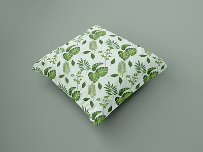 Tropical seamless pattern design, pattern sample on pillows