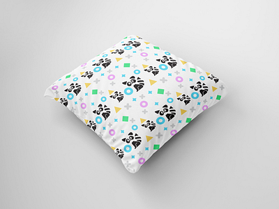 racon seamless pattern, seamless pattern sample on pillows