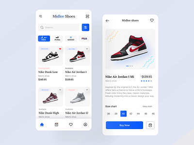 Midlee- Shoe Store Mobile App adidas app design ecommerce footwear mobile app nike nike shop online market online shop shoe store sneakers ui