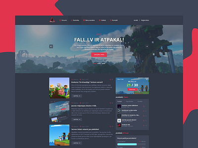 FALL.LV Minecraft community homepage branding design flat icon illustration ui ux webdesign website website design