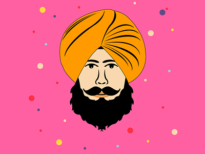 Singh Artwork color face illustration people punjabi rangle sardar sikh turban