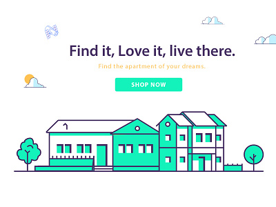 Find It, Love It, Live There. artworkforsale branding business clean direction graphic home town illustration materails paper typography ui vector