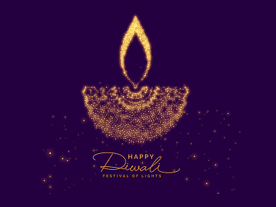 Creative diwali diya made with golden particle art artworkforsale clean design direction graphic illustration paper typography ui vector