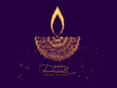 Creative diwali diya made with golden particle