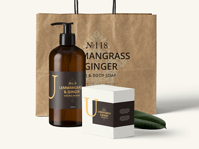 Ukio Lemangrass & Ginger Skincare Packaging Design carry bag graphicdesign label lemangrass ginger mockups packaging design product skincare soap