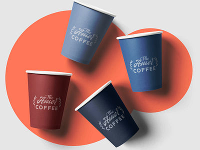 Amer Coffee Cup Label Design branding coffee cup colorful design graphic logo mockup psd packaging design simplicity