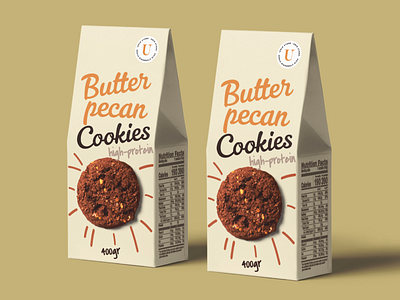 Ukio Butter Pecan Cookies Packaging business cookies creativity design graphic mockup design package packaging design product typography