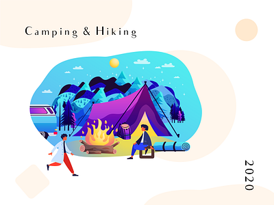 Camping Hiking 2020 2020 adventure art artist camping challange characterdesign hiking illustration traveling