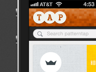 Patternatap iOS App Mockup app application brown fun interface ios ipad iphone orange patterntap pixelated ui