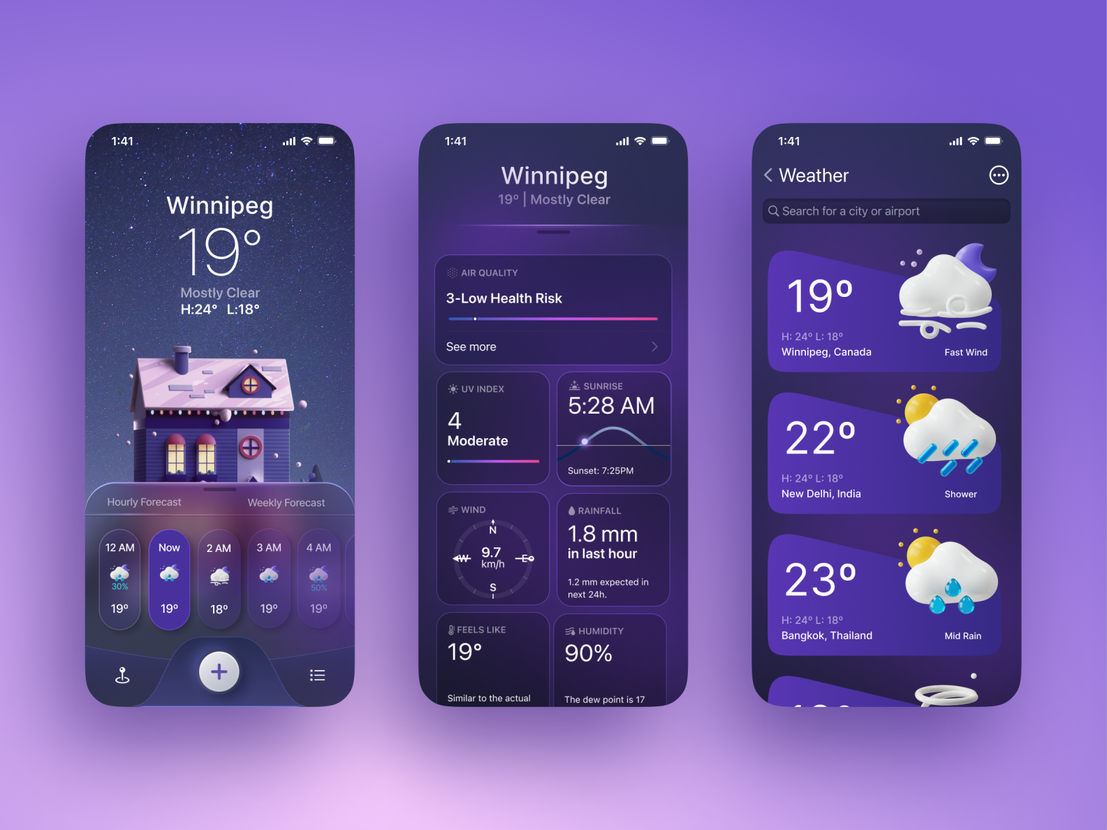 Weather App UI by Yakshika on Dribbble