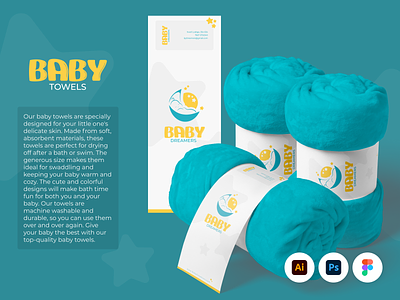 Baby Towel, Baby Towels baby baby product baby product design baby towel brand identity branding logo design mock up product product design product mock up