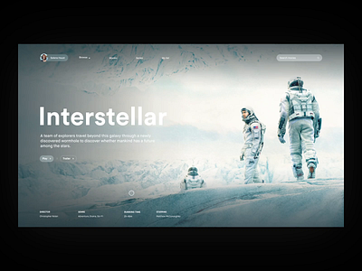 Interstellar - Movie Concept ae aftereffects animation christopher nolan figma interaction interstellar matthew mcconaughey motion mountain movie netflix player snow ui ux video web webdesign winter