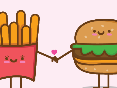 Pefect Couple amazing burger couple fries love perfect vector