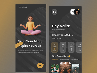 Yoga Mobile App. app care design fitness health ui ux yoga