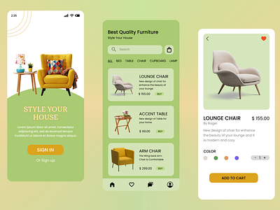 Furniture App app couch design furniture app house landing page mobile app modern sofa style ui ux