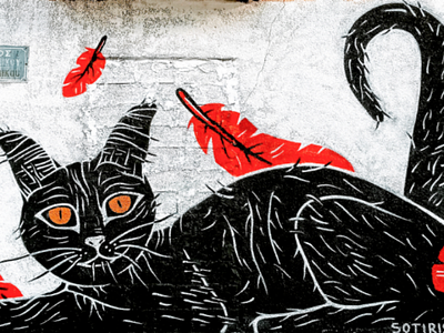 Μιά γάτα τού δρόμου - A street cat athens photography creative design graffiti graphic design illustration photo retouching storytelling street art urban art wall design αθήνα σχέδιο τέχνη δρόμου τοιχογραφία φωτογραφία