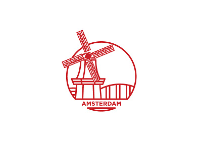 Amsterdam amsterdam badge illustration vector windmill