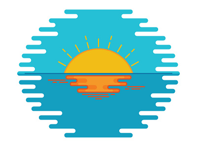 Sunset illustration ocean sunset vector