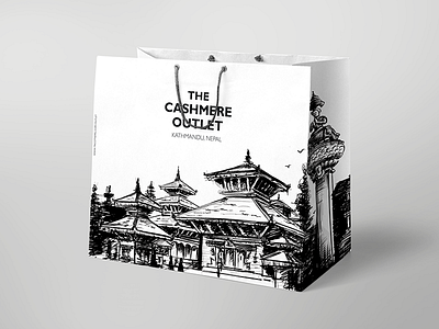 Roughly Sketched Bag - Nepal Heritages bag cashmere heritage nepal pagoda sketch temple