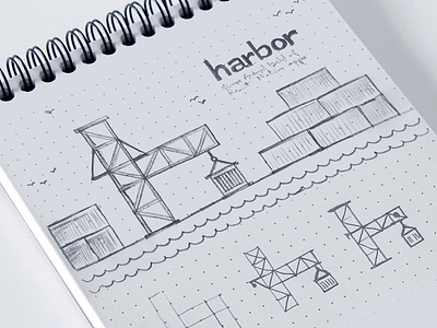 Harbor app initial exploration sketch cargo harbor pencil sketch