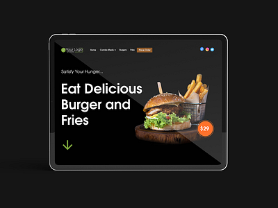 Burger Web Design Concept burger food fries web design