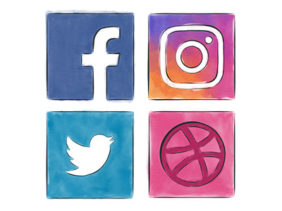 Watercolor Social Icons icons ipad pro social media watercolor