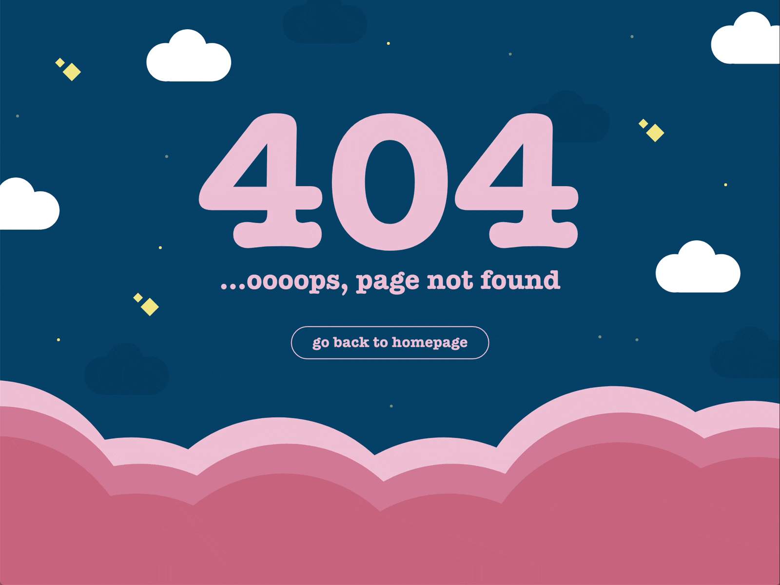 404 Lost in the Clouds 404 adobexd animation clouds design digital art flat illustration night palette ui website
