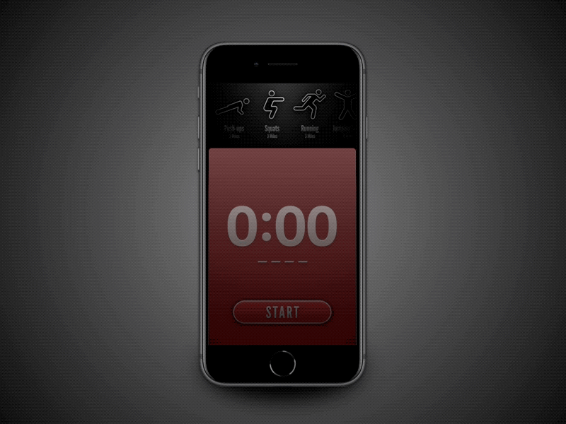 Workouts animation app branding design gradient motion red skeuomorphic sports timer ux