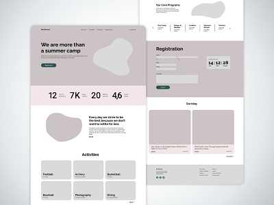 Summer camp web wireframes graphic design ui