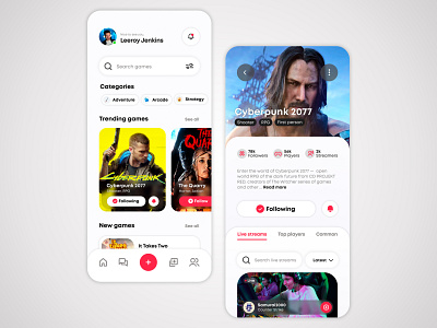 Streaming app graphic design ui