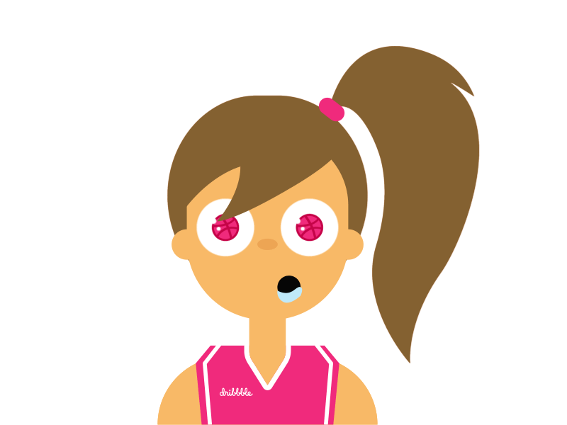 Dribbling over Dribbble after effects animation basketball character debut dribble drool female gif illustration invite vector