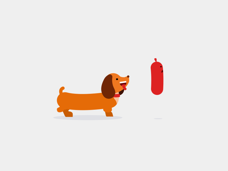 You are what you eat after effects animation cute daschund dog gif illustration motion graphics run cycle sausage sausage dog