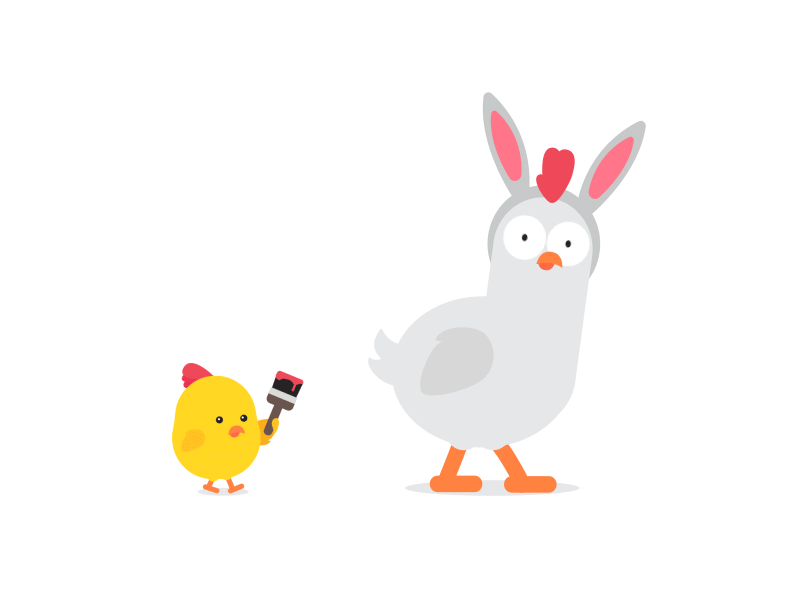Happy Easter! character chicken easter egg gif illustration motion graphics rabbit