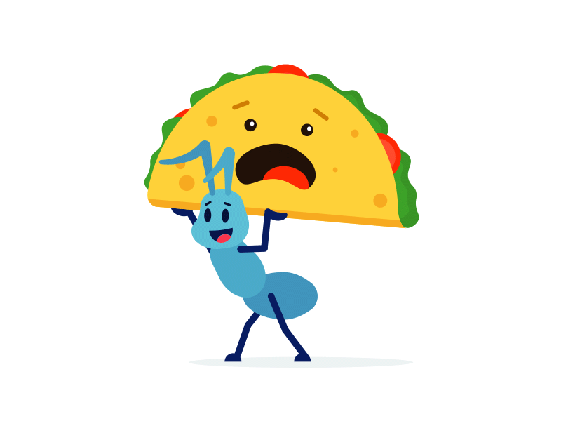 Hungry Little Ant adobe animation ant character cute flat gif illustration illustrator mexican taco vector