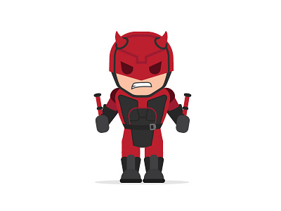 Daredevil animation character daredevil design illustration marvel red superhero vector