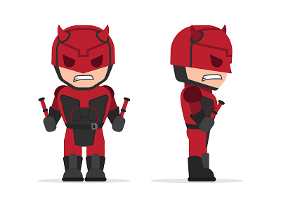 Daredevil 2 animation character daredevil design illustration marvel playoff red superhero vector