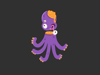 Happy Halloween animal animation character character design cute design flat illustration illustrator motion graphics ocean octopus orange purple scary zombie