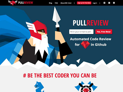 Pullreview.com branding homepage ruby viking website