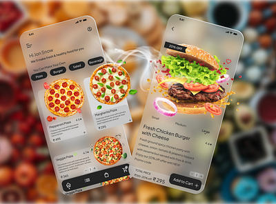 Food Customization & Delivery App Design delivery app design food app food app design food delivery glassmorphism graphic design ui ui design uiux ux