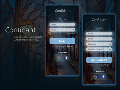 Confidant- Sign up Page app dailyui design login mobile sign in sign up ui ux