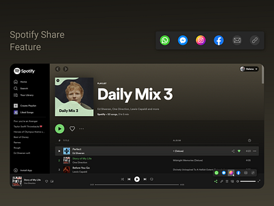 Spotify Share feature app challenge design challenge featre design feature idea mobile problem share shrae buttone solution spotify ui ux web