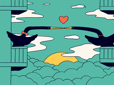 Love is in the air birds drawing editorial illustration love press relationship