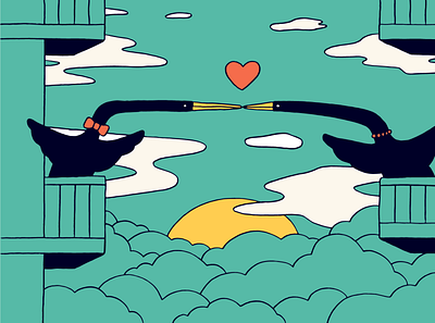 Love is in the air birds drawing editorial illustration love press relationship