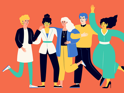 Vives - Hero Illustration colorful group hapinness illustration joy minimal people vector women