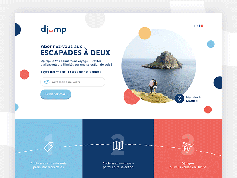 Djump - Site branding geometry jump logo minimalist site smile travel typography ux website