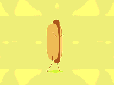 Walk The Dog animated food gif hot dog motion graphics walk cycle walking weiner wiener