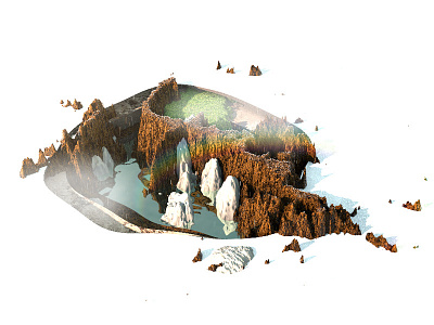 Topoclassic // Daily 0025 3d c4d cinema 4d daily geography land landscape rainbow rocks terrain topographic